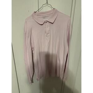 Land's End Men's Long Sleeve Dress Shirt Pink Large